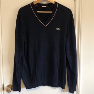 Men’s Lacoste Pullover V Neck Cotton Sweater